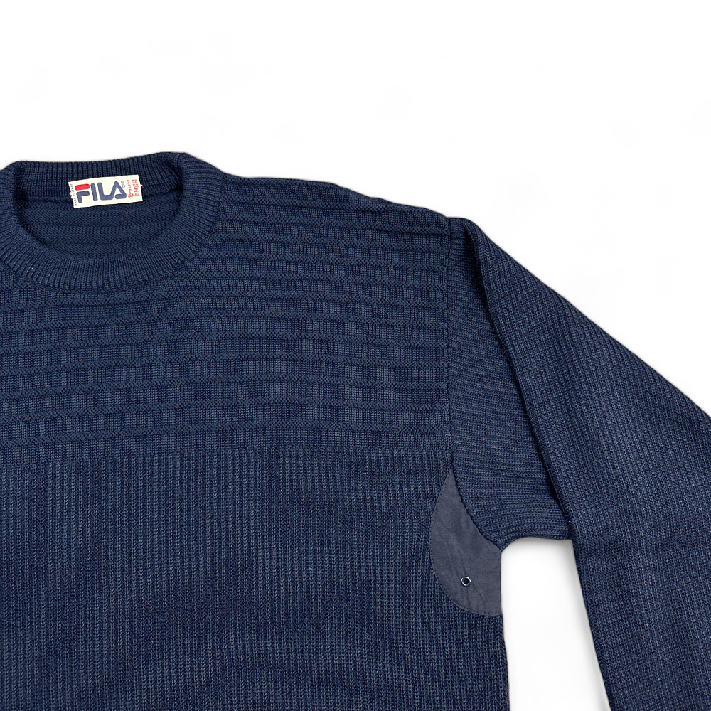 Vintage Fila Sweater Blue Cable Knit Made In Italy Y2K Adult LARGE
