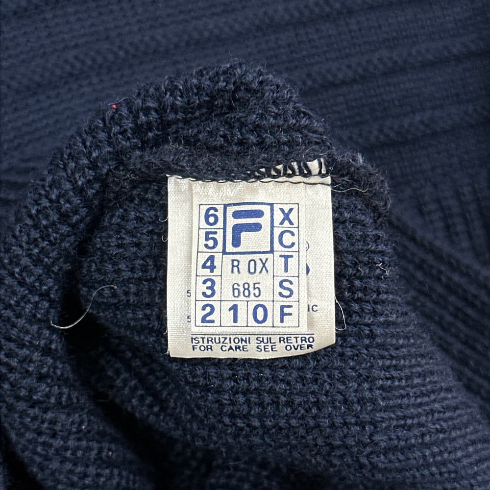 Vintage Fila Sweater Blue Cable Knit Made In Italy Y2K Adult LARGE