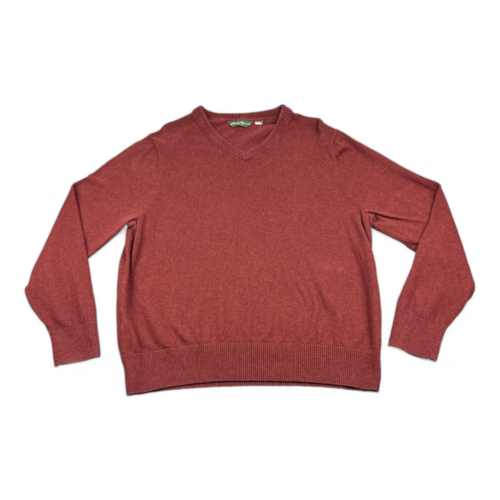Eddie Bauer Sweater Burgundy Pullover V Neck Adult LARGE