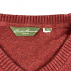 Eddie Bauer Sweater Burgundy Pullover V Neck Adult LARGE