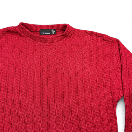 Vintage Bill Blass Sweater Red Chunky Textured Knit 90s Adult MEDIUM