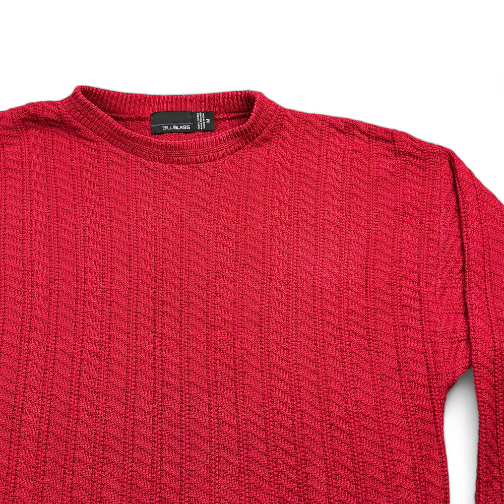 Vintage Bill Blass Sweater Red Chunky Textured Knit 90s Adult MEDIUM-2 Vintage Bill Blass Sweater Red Chunky Textured Knit 90s Adult MEDIUM