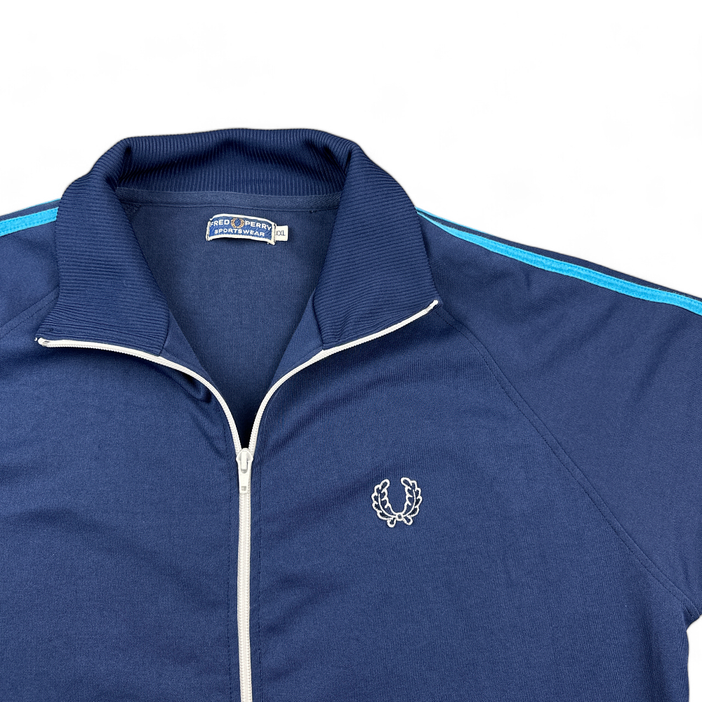Vintage Fred Perry Jacket Blue Track Tennis Sportswear 80s Adult EXTRA LARGE