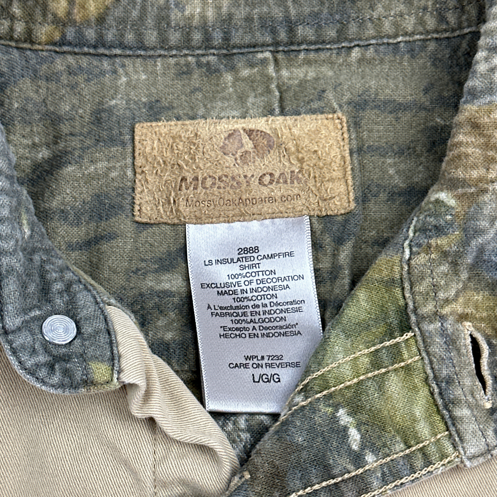 Mossy Oak Shirt Brown Camouflage Lined Heavyweight Shacket Adult LARGE-4 Mossy Oak Shirt Brown Camouflage Lined Heavyweight Shacket Adult LARGE