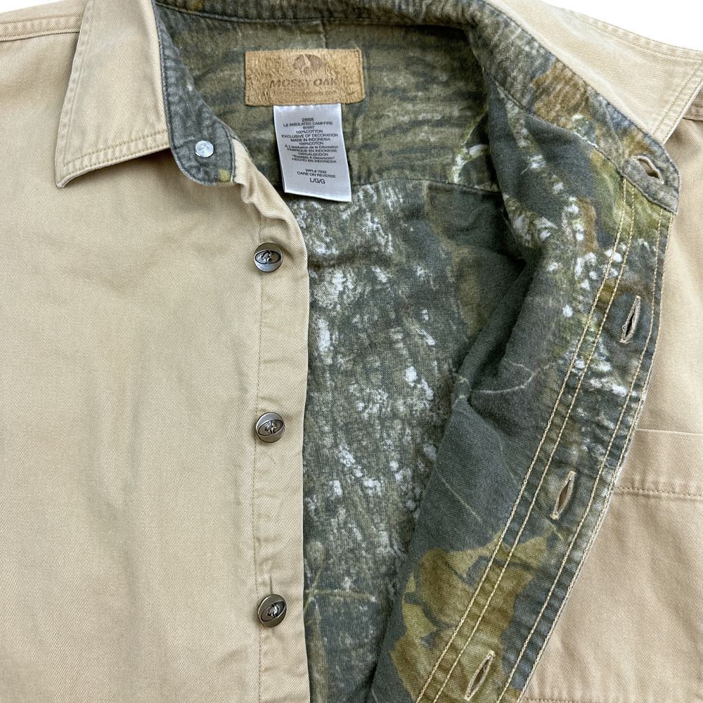 Mossy Oak Shirt Brown Camouflage Lined Heavyweight Shacket Adult LARGE-6 Mossy Oak Shirt Brown Camouflage Lined Heavyweight Shacket Adult LARGE