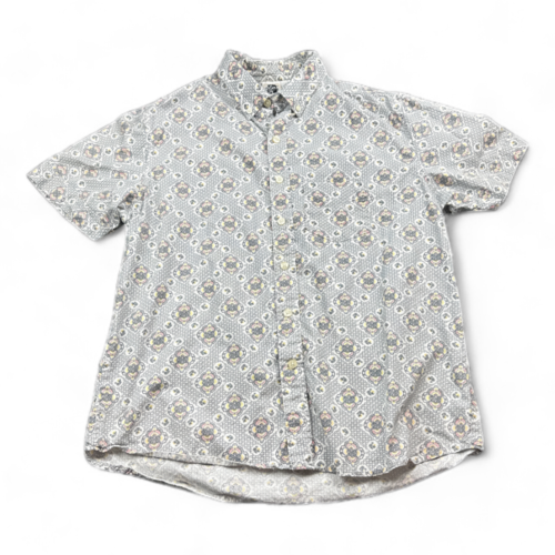 Vintage Kennington Shirt White Ogee Lotus Floral 90s Adult LARGE
