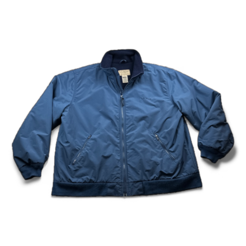 Vintage LL Bean Jacket Adult 2XL XXL Blue Fleece Lined Heavyweight Coat Zip 90s