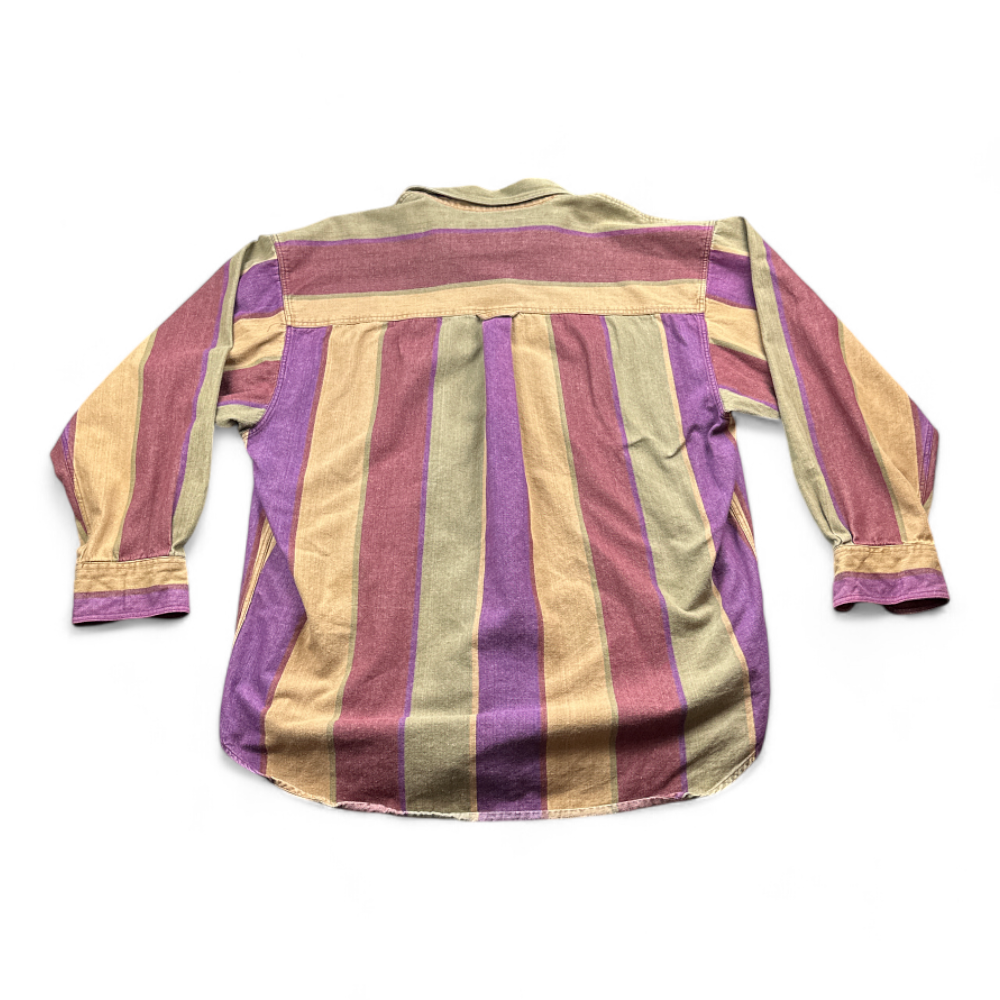 Vintage Ralph Lauren Shirt Brown Purple Stripes 90s Adult EXTRA LARGE