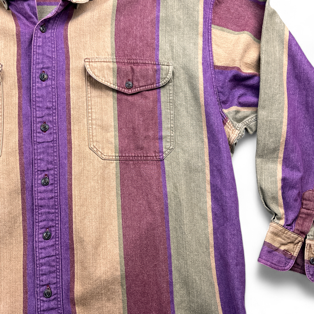 Vintage Ralph Lauren Shirt Brown Purple Stripes 90s Adult EXTRA LARGE