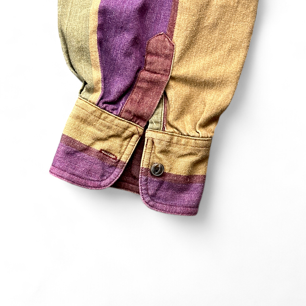 Vintage Ralph Lauren Shirt Brown Purple Stripes 90s Adult EXTRA LARGE