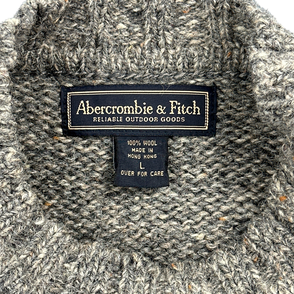 Vintage Abercrombie & Fitch Sweater 90s Gray Wool Pullover Adult LARGE