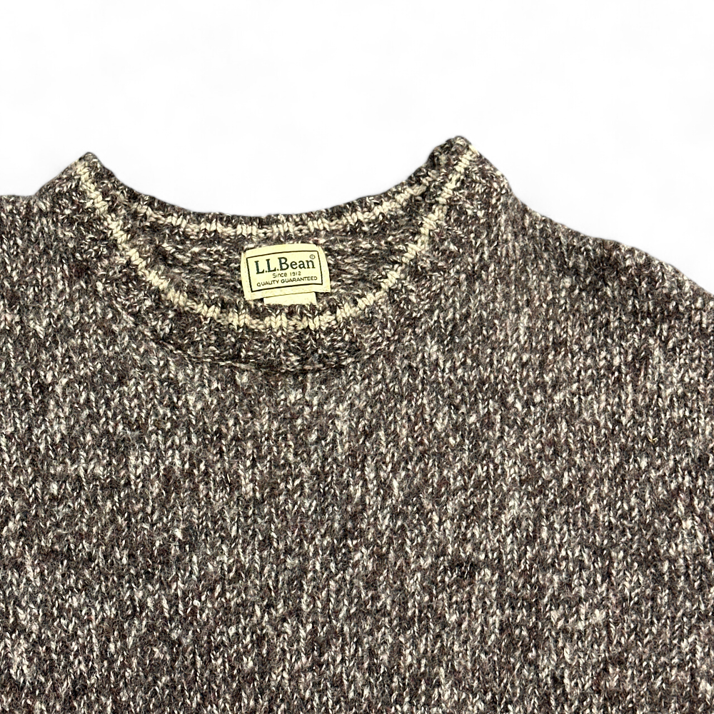 Vintage LL Bean Sweater Brown Gray Wool Y2K Adult MEDIUM
