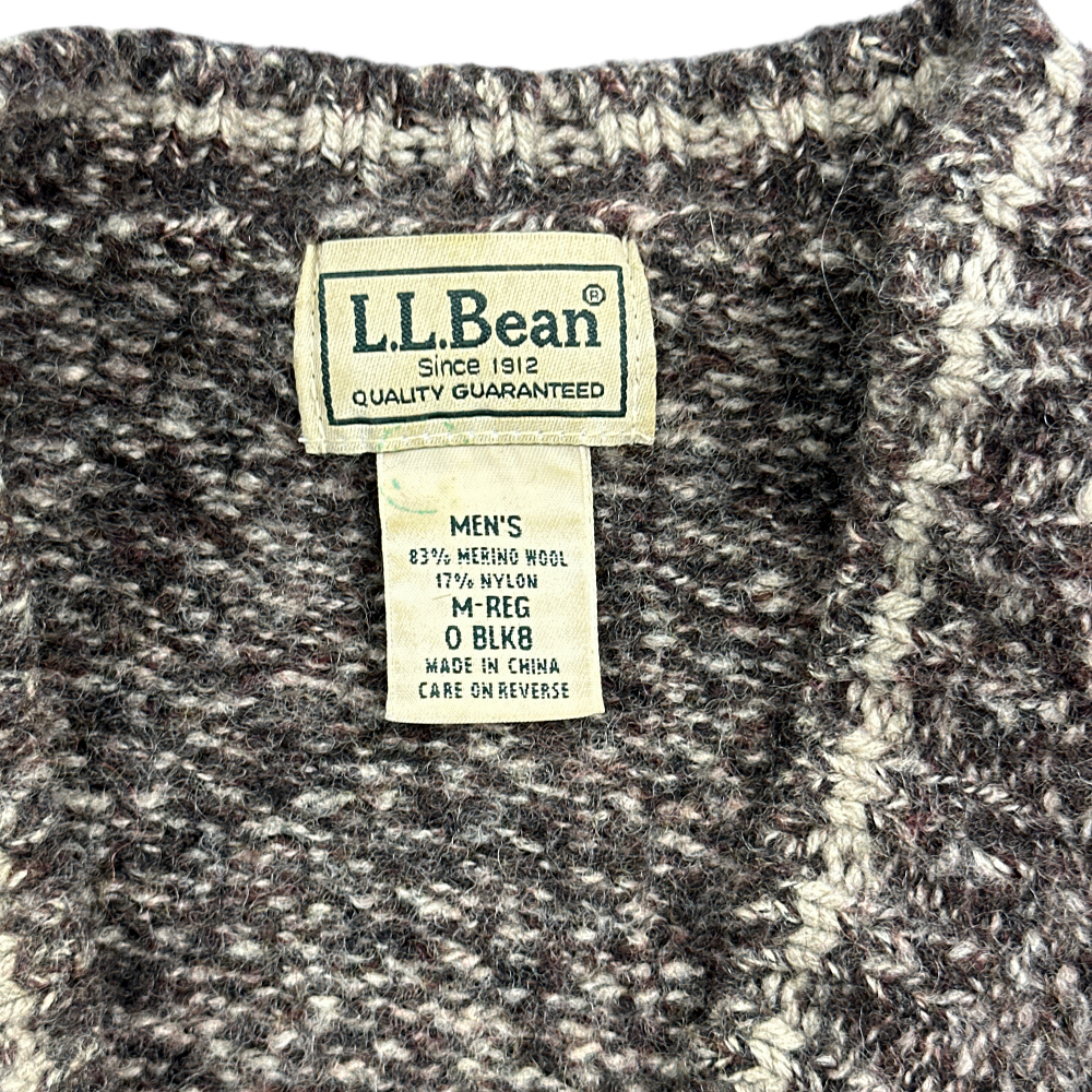Vintage LL Bean Sweater Brown Gray Wool Y2K Adult MEDIUM