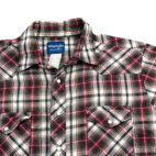 Vintage Wrangler Western Shirt Red Green Plaid Pearl Snap 90s Adult LARGE