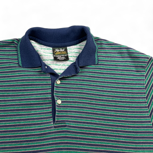 Vintage Chip Beck Polo Shirt Golf Blue Green Stripes 90s Adult MEDIUM