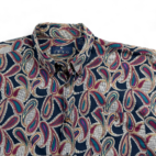 Vintage Enro Shirt Purple Blue Paisley Check 90s Adult LARGE
