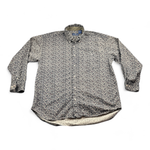 Vintage Enro Shirt Brown Black Paisley 90s Long Sleeve Adult LARGE