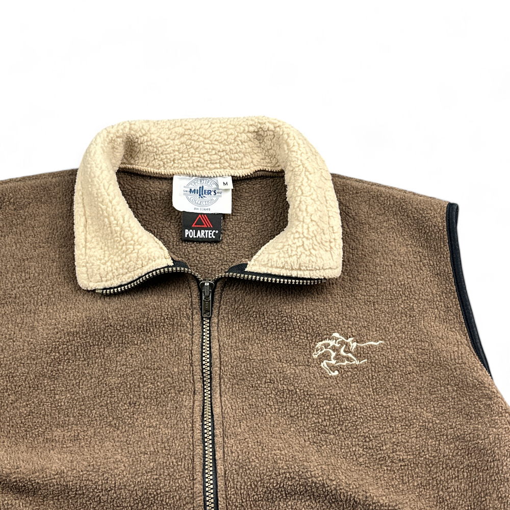 Vintage Miller Vest Brown Fleece Rodeo Riding Western 90s Adult SMALL