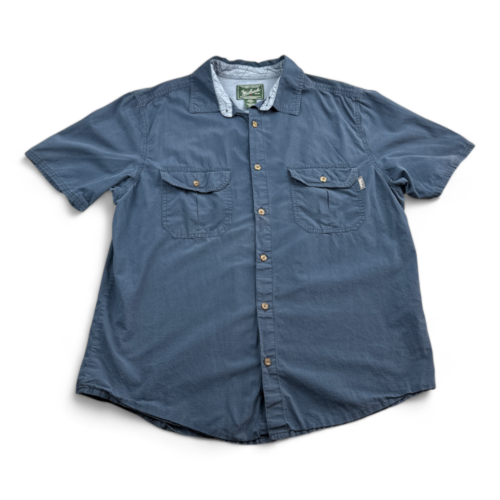 Woolrich Shirt Woolen Mills Blue Button Up Adult LARGE