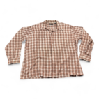 Vintage JC Penney Shirt Brown Burnt Orange Plaid 70s Adult EXTRA LARGE