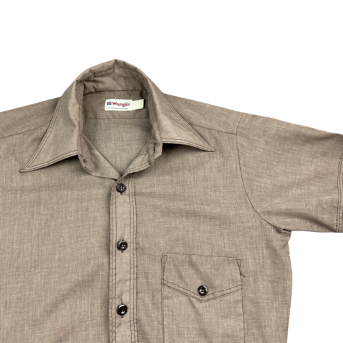 Vintage Wrangler Shirt Brown Work Shirt 70s Adult SMALL