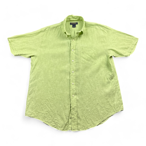 Brooks Brothers Shirt Green Irish Linen Button Down Adult LARGE