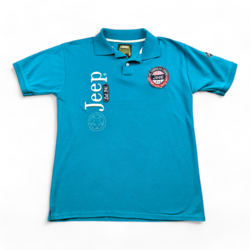 Jeep Polo Shirt Blue Patches Embroidered Branded Adult MEDIUM