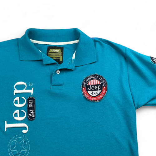 Jeep Polo Shirt Blue Patches Embroidered Branded Adult MEDIUM-2 Jeep Polo Shirt Blue Patches Embroidered Branded Adult MEDIUM