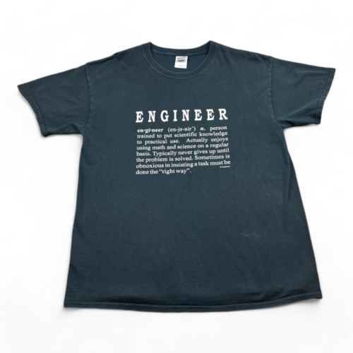 Vintage Engineer Shirt Black Math Science Problem Solver Y2K Adult LARGE