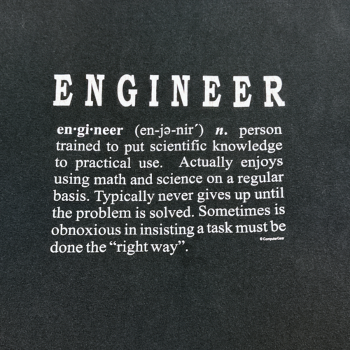 Vintage Engineer Shirt Black Math Science Problem Solver Y2K Adult LARGE