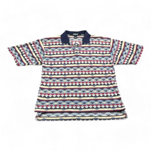 Vintage Aureus Polo Shirt Blue Geometric Golf 90s Adult LARGE