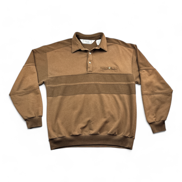 Classics By Palmland Polo Sweater Brown Retro Adult LARGE