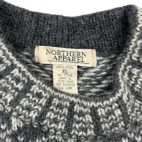 Vintage Sweater Adult MEDIUM Gray Fair Isle Wool Nordic Snowflake Diamond 90s