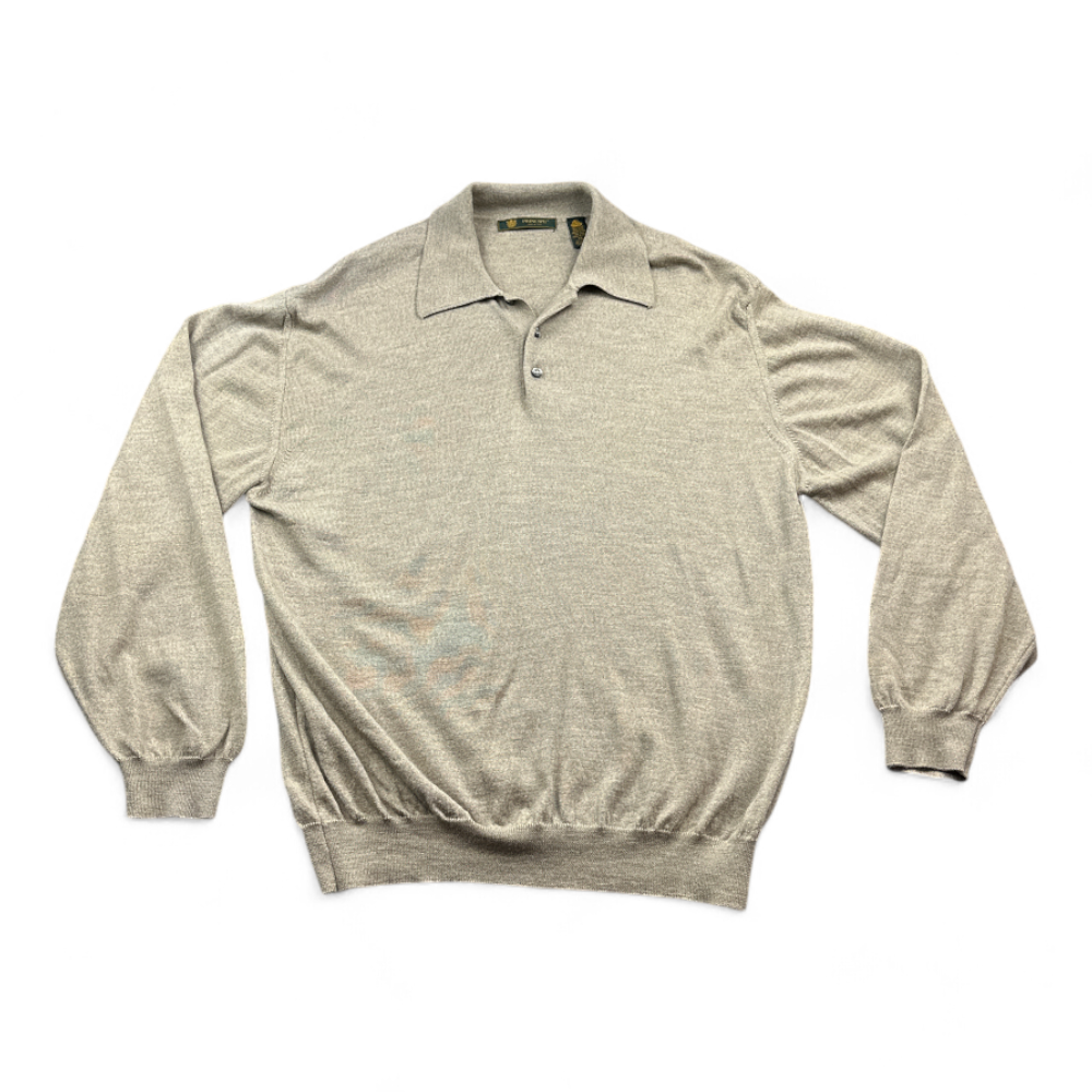 Principe Polo Shirt Brown Merino Wool Made In Italy Adult EXTRA LARGE-1 Principe Polo Shirt Brown Merino Wool Made In Italy Adult EXTRA LARGE