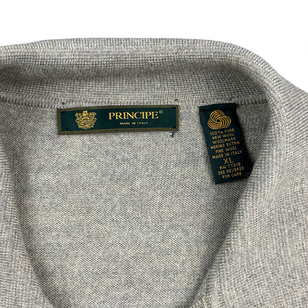 Principe Polo Shirt Brown Merino Wool Made In Italy Adult EXTRA LARGE-4 Principe Polo Shirt Brown Merino Wool Made In Italy Adult EXTRA LARGE