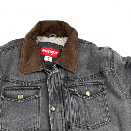 Wrangler Jean Jacket Black Denim Sherpa Lined Workwear Adult EXTRA LARGE