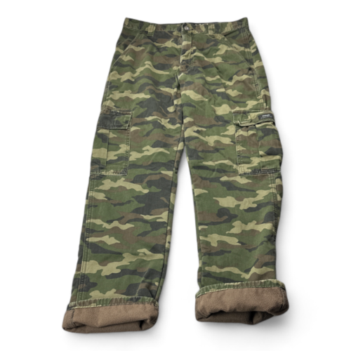 Wrangler Cargo Pants Camo Green Brown Fleece Lined Relaxed Mens 30x30