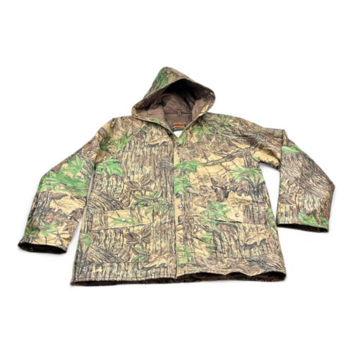 Vintage Stearns Jacket Brown Camouflage Raincoat Dry Wear 90s Adult LARGE