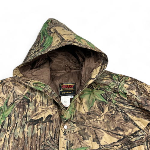 Vintage Stearns Jacket Brown Camouflage Raincoat Dry Wear 90s Adult LARGE