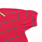 Vintage Tommy Hilfiger Polo Shirt Pink Black Stripes 90s Adult MEDIUM