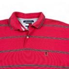 Vintage Tommy Hilfiger Polo Shirt Pink Black Stripes 90s Adult MEDIUM