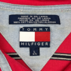Vintage Tommy Hilfiger Polo Shirt Pink Black Stripes 90s Adult MEDIUM