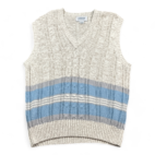 Vintage Arrow Sweater Vest Ivory 90s Tennis V Neck Gray Blue Stripe Adult MEDIUM