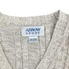 Vintage Arrow Sweater Vest Ivory 90s Tennis V Neck Gray Blue Stripe Adult MEDIUM