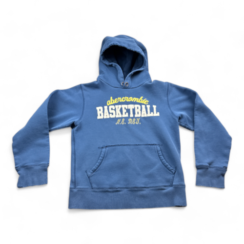 Abercrombie & Fitch Sweater Blue Hoodie Pullover Basketball Stitched Boys MEDIUM