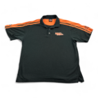 Vintage Harley Davidson Polo Shirt Black Orange Mechanic Dealership Adult LARGE