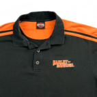 Vintage Harley Davidson Polo Shirt Black Orange Mechanic Dealership Adult LARGE