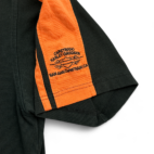 Vintage Harley Davidson Polo Shirt Black Orange Mechanic Dealership Adult LARGE