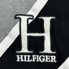 Tommy Hilfiger Polo Shirt Gray Black White Big H Youth LARGE