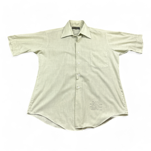 Vintage Van Heusen Dress Shirt Green Hampshire House Bradley Half Sleeve 70s Adult LARGE
